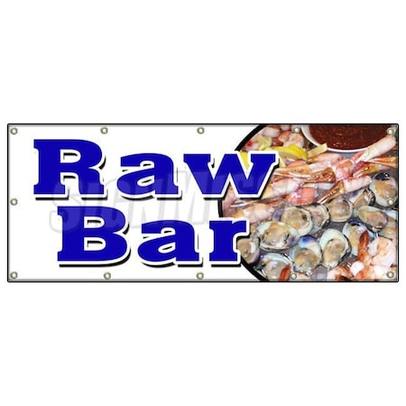 Signmission RAW BAR BANNER SIGN clams oysters beer fresh cold sushi cocktails B-120 Raw Bar
